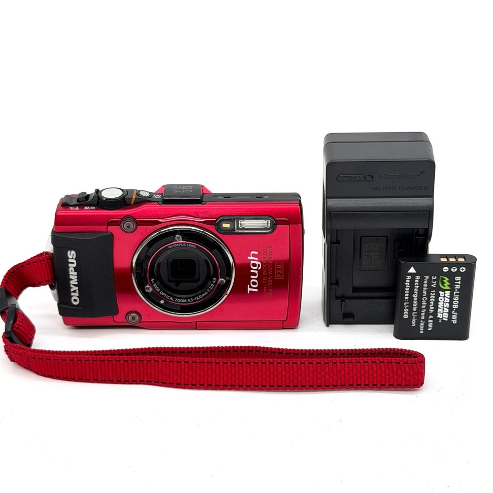 Olympus Stylus Tough TG-3 Red Digital Camera Waterproof GPS WiFi Bundle Tested